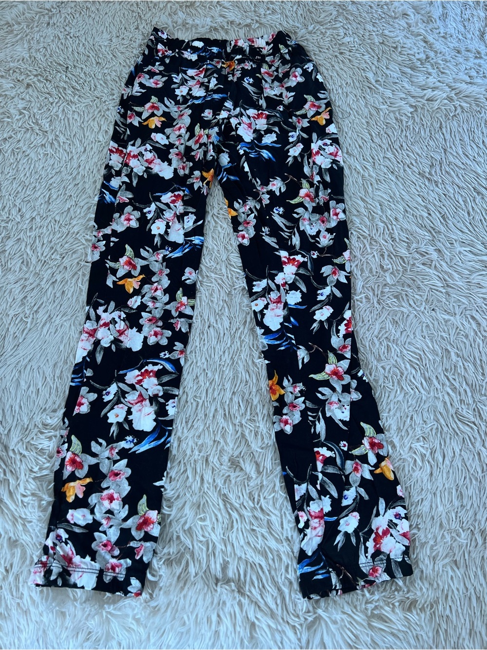 Floral Wide Leg Pants in Black